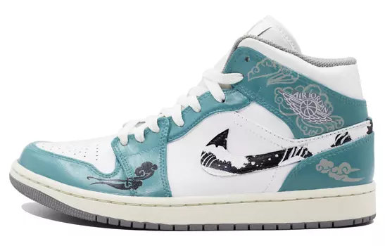 Кроссовки Air JORDAN 1 Vintage Basketball Shoes Men High-Top Green White