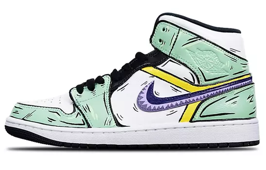 Кроссовки Air JORDAN 1 Vintage Basketball Shoes Men Mid-Top White Purple/Green