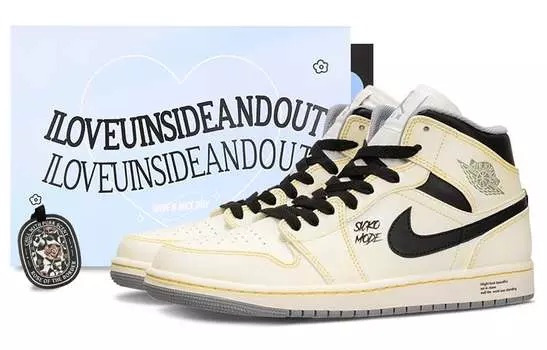 Кроссовки Air JORDAN 1 Vintage Basketball Shoes Men High-Top Custard