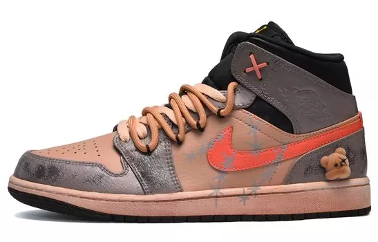 Кроссовки Air Jordan 1 Vintage Basketball Shoes Men Mid-Top Black/Red/Brown