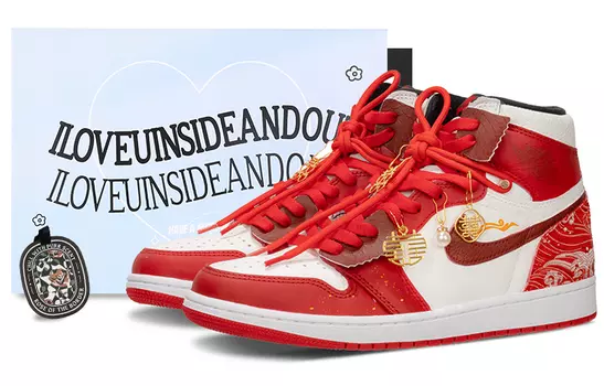 Кроссовки Air JORDAN 1 Vintage Basketball Shoes Men High-Top Red White