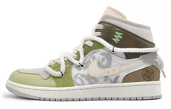 Кроссовки Air JORDAN 1 Vintage Basketball Shoes Men Mid-Top Gray Brown
