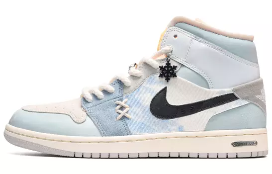 Кроссовки Air Jordan 1 Vintage Basketball Shoes Men Mid-Top Blue White Gray