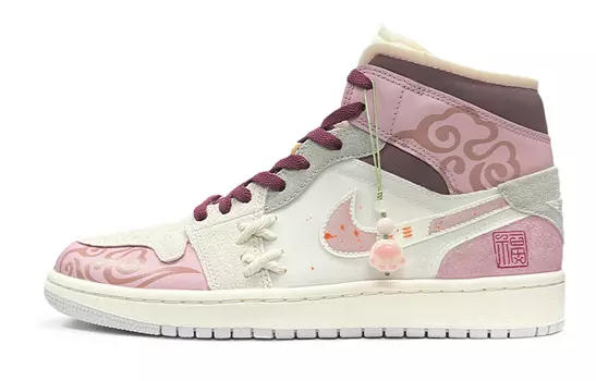 Кроссовки Air JORDAN 1 Vintage Basketball Shoes Men Mid-Top White Pink