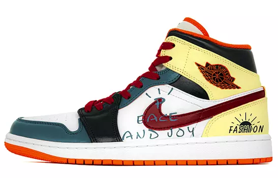 Кроссовки Air Jordan 1 Vintage Basketball Shoes Men High-Top Yellow/white/red/green