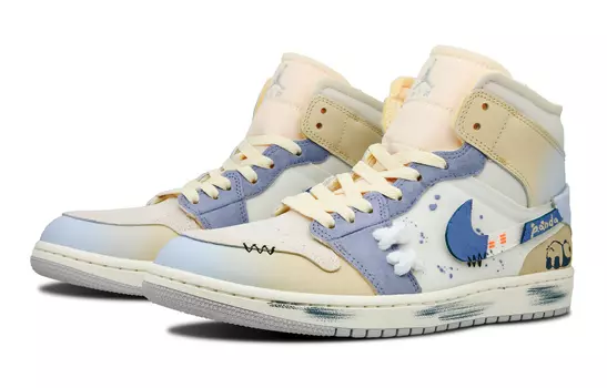Jordan Air Jordan 1 винтажные баскетбольные кроссовки мужские, Gradient beige blue