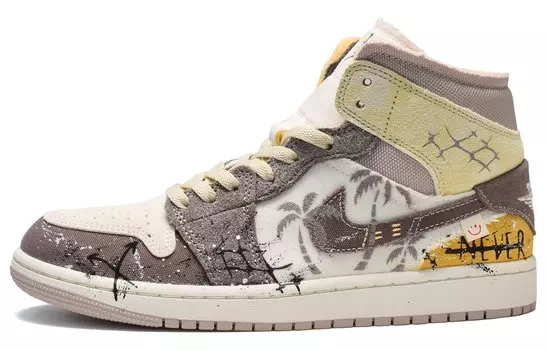 Кроссовки Air JORDAN 1 Vintage Basketball Shoes Men High-Top Red White Yellow