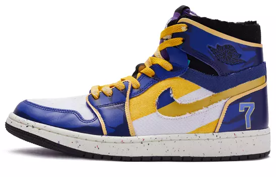 Кроссовки Air Jordan 1 Vintage Basketball Shoes Men High-Top Blue-violet-gold-white