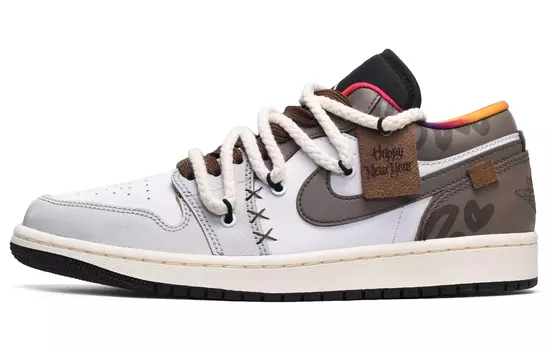 Кроссовки Air JORDAN 1 Vintage Basketball Shoes Men Low-Top Gray White Brown