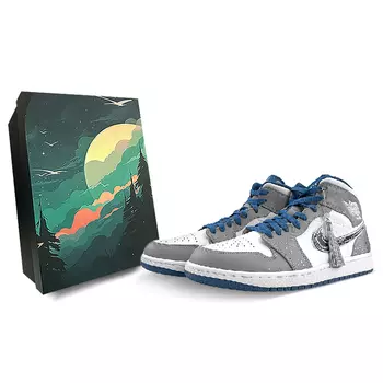 Кроссовки Air JORDAN 1 Vintage Basketball Shoes Men Mid-Top Gray Black