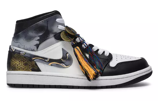 Jordan Air Jordan 1 винтажные баскетбольные кроссовки мужские, White/Metallic Gold Coin/Black