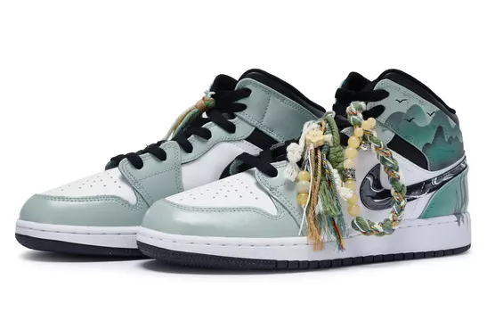 Jordan Air Jordan 1 винтажные баскетбольные кроссовки мужские, White, blue, and black