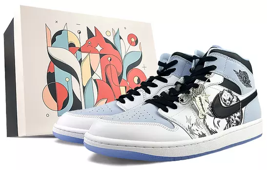 Кроссовки Vintage Jordan Air Jordan 1, голубой/белый
