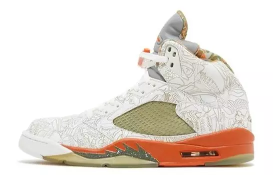 Кроссовки Jordan Air Jordan 5 Vintage Basketball, белый/зеленый/оранжевый