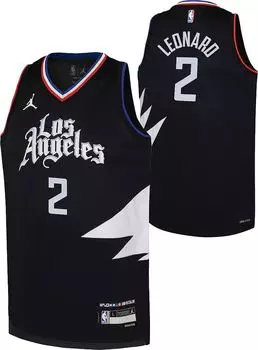Jordan Черная майка Nike Youth Los Angeles Clippers Kawhi Leonard #2 Dri-FIT Swingman