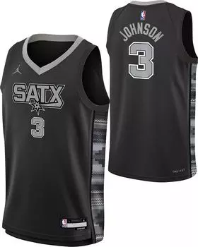 Jordan Черная майка Nike Youth San Antonio Spurs Keldon Johnson #3 Dri-FIT Swingman