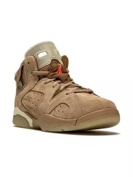 Jordan Kids кроссовки Air Jordan 6 Retro British Khaki из коллаборации с Travis Scott, коричневый