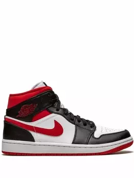 Кроссовки Jordan Air Jordan 1 Mid Nike Swoosh, белый/красный/черный