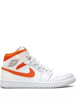 Кроссовки Jordan Air Jordan 1 Mid, белый/темно-оранжевый