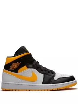 Кроссовки Jordan Air Jordan 1 Mid, белый/черный/оранжевый
