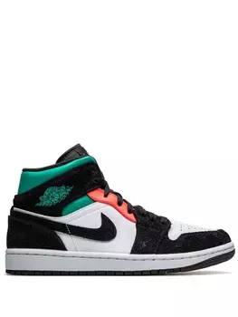 Кроссовки Jordan Air Jordan 1 Mid SE, черный/зеленый/розовый/белый
