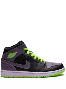 Кроссовки Jordan Air Jordan 1 Retro, черный/зеленый/темно-фиолетовый
