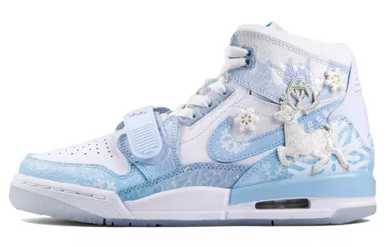 Jordan Legacy 312 Баскетбольные кроссовки женские, White and blue ice elk