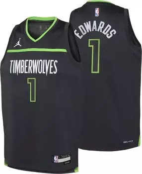Jordan Молодежная Миннесота Тимбервулвз Энтони Эдвардс # 1 Черная майка Swingman
