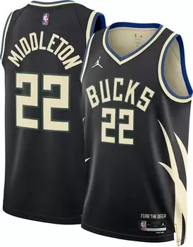 Jordan Мужская черная майка Nike Milwaukee Bucks Khris Middleton #22 Dri-FIT Swingman