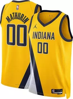 Jordan Мужская джерси Nike Indiana Pacers Bennedict Mathurin #00, желтая Dri-FIT Swingman
