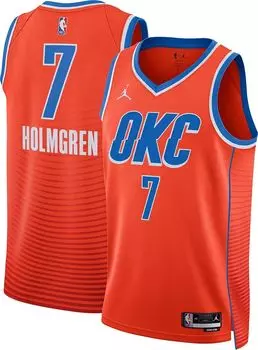 Jordan Мужская футболка Nike Oklahoma City Thunder Chet Holmgren #7 оранжевого цвета Dri-FIT Swingman