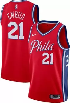 Jordan Мужская красная майка Nike Philadelphia 76ers Joel Embiid #21 Dri-FIT Statement Swingman