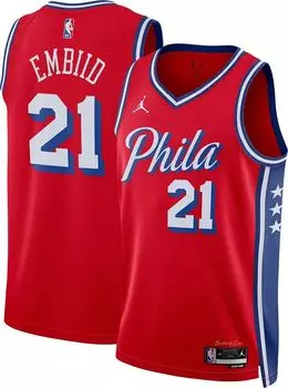 Jordan Мужская красная майка Nike Philadelphia 76ers Joel Embiid #21 Dri-FIT Swingman