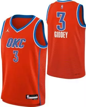Jordan Nike Youth Oklahoma City Thunder Джош Гидди # 3 Оранжевая майка Dri-FIT Swingman