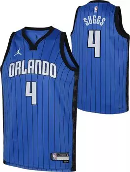 Jordan Синяя майка Nike Youth Orlando Magic Jalen Suggs #4 Dri-FIT Swingman