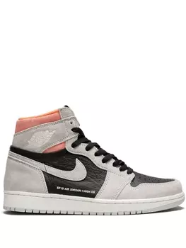 Кроссовки Jordan Air Jordan 1 Retro High OG, серый/черный/розовый
