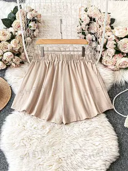 JORESS Плюс размер однотонные плиссированные повседневные шорты Shein, абрикосовый