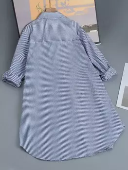 JORESS Женское полосатое платье-рубашка больших размеров с костюмным воротником и Shein, синий