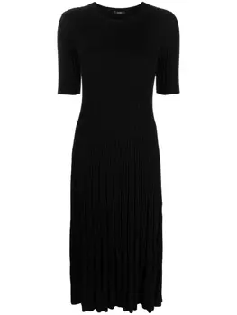 JOSEPH платье миди в рубчик с короткими рукавами, черный