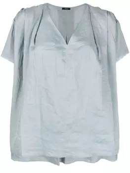 JOSEPH топ с V-образным вырезом и короткими рукавами, синий