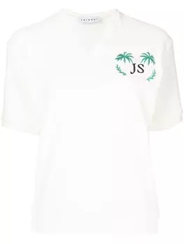 Joshua Sanders футболка с вышитым логотипом и V-образным вырезом, белый