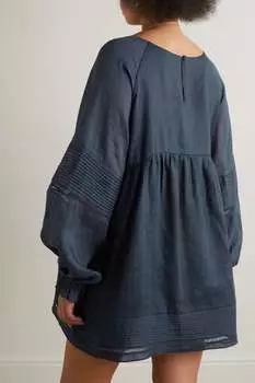 JOSLIN льняное платье мини Lillian 5.0 с пуговицами и защипами, военно-морской