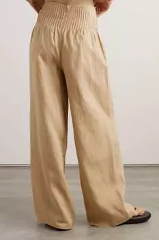 JOSLIN широкие льняные брюки Delilah с защипами, бежевый