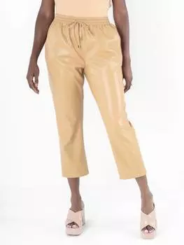 Joy Faux Leather Джоггеры Pants In Lark Beige Emily McCarthy