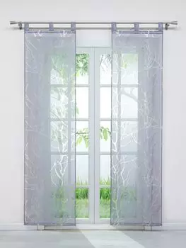 Joyswahl Комплект из 2 раздвижных штор с петлями Современный комплект штор из вуали с узором ветвей Полупрозрачный серый В x Ш 145 x 57 см