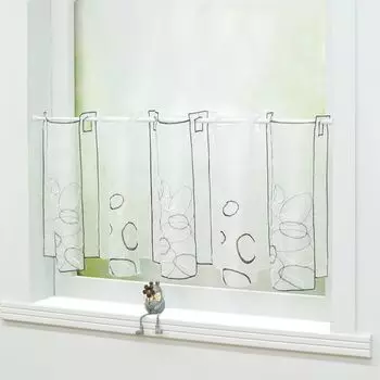 Joyswahl панельная штора-вуаль занавеска-бистро с вышивкой полупрозрачные кухонные короткие шторы на кулиске серые В x Ш 45 x 96 см, серый