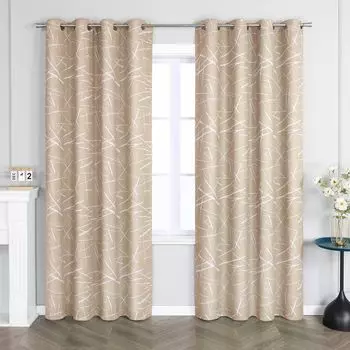 Joyswahl Плотные шторы Непрозрачные шторы с люверсами Современная термозанавеска с люверсами Гостиная Спальня Песочный В x Ш 145 x 135 см 1 шт., бежевый