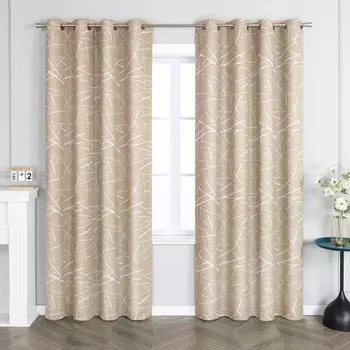 Joyswahl Плотные шторы Непрозрачные шторы с люверсами Современная термозанавеска с люверсами Гостиная Спальня Песочный В x Ш 225 x 135 см 1 шт., бежевый