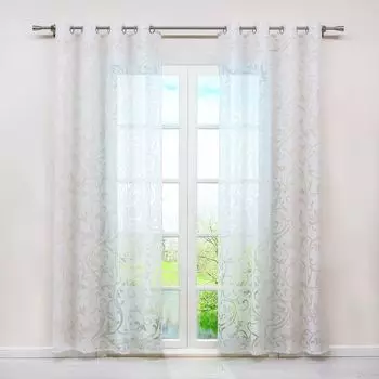 Joyswahl Вуаль с люверсами Прозрачные оконные шторы с выгоревшим узором Гостиная в стиле кантри Белый В x Ш 175 x 140 см 1 шт.