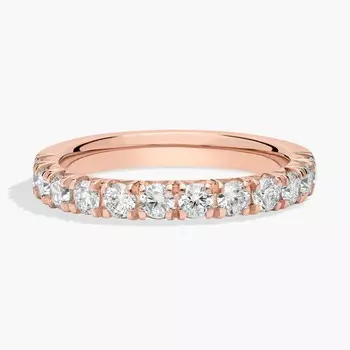 Юбилейное кольцо с французским паве из выращенных в лаборатории бриллиантов из 14-каратного розового золота (3/4 карата, двойной огранки - FG / VS2-SI1) Blue Nile